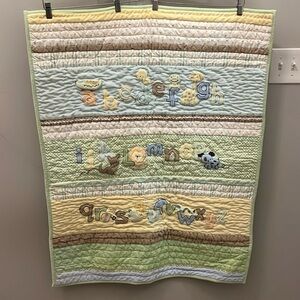 Carters “Just One Year” Alphabet Animals Baby Quilt Pastel Colors Unisex